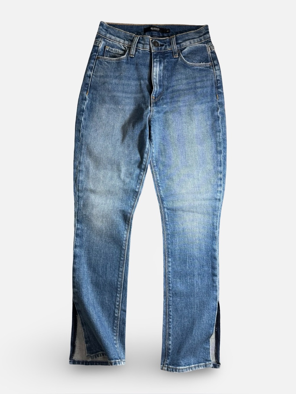 Hudson Jeans Holly High Rise Straight Crop Split Hem Medium Wash Size 23